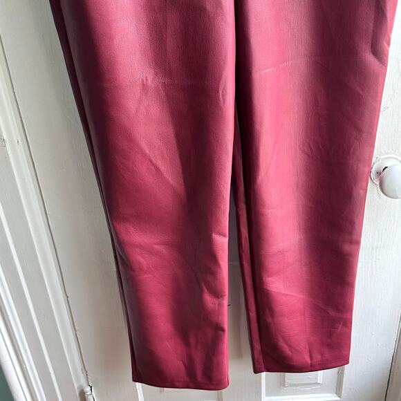 Aritzia Wilfred The Melina Ankle Vegan Leather Pants Garnet Red NWT - Picture 6 of 11